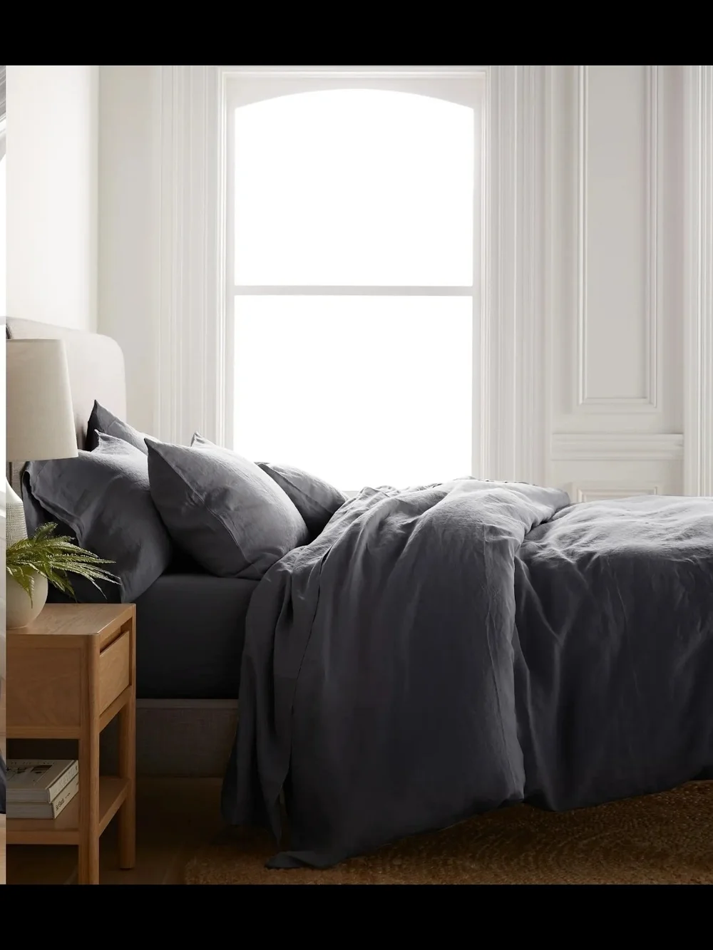 QUINCE European Linen Duvet Cover Set In Charcoal Grey In Full / Queen, New!